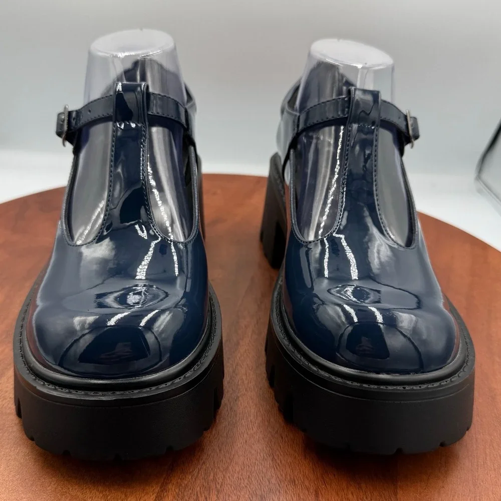 Dream Pairs Navy Patent Mary Jane Platform Chunky Heel Shoes Women Size 7.5‎ Y2K